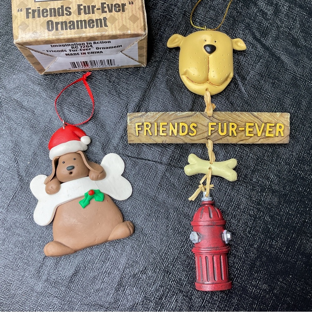 Dog Christmas Holiday Ornament Friends Fur-Ever Adorable Bone Fire Hydrant Tree
